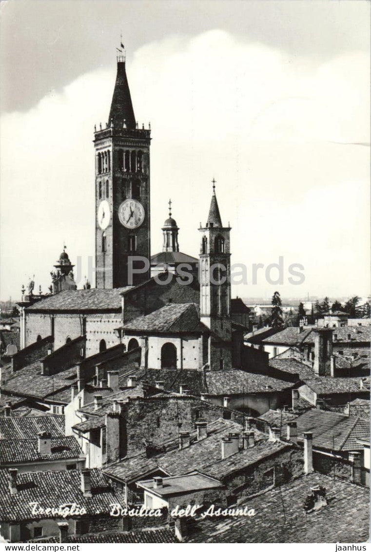 Treviglio - Basilica dell Assunta - Basilica of the Assumption - cathedral - church - town view - 1974 - Italy - used - JH Postcards