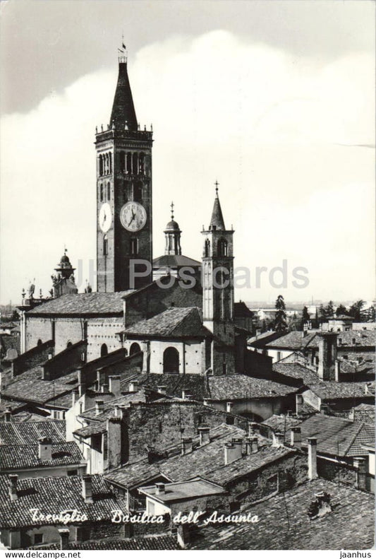 Treviglio - Basilica dell Assunta - Basilica of the Assumption - cathedral - church - town view - 1974 - Italy - used - JH Postcards