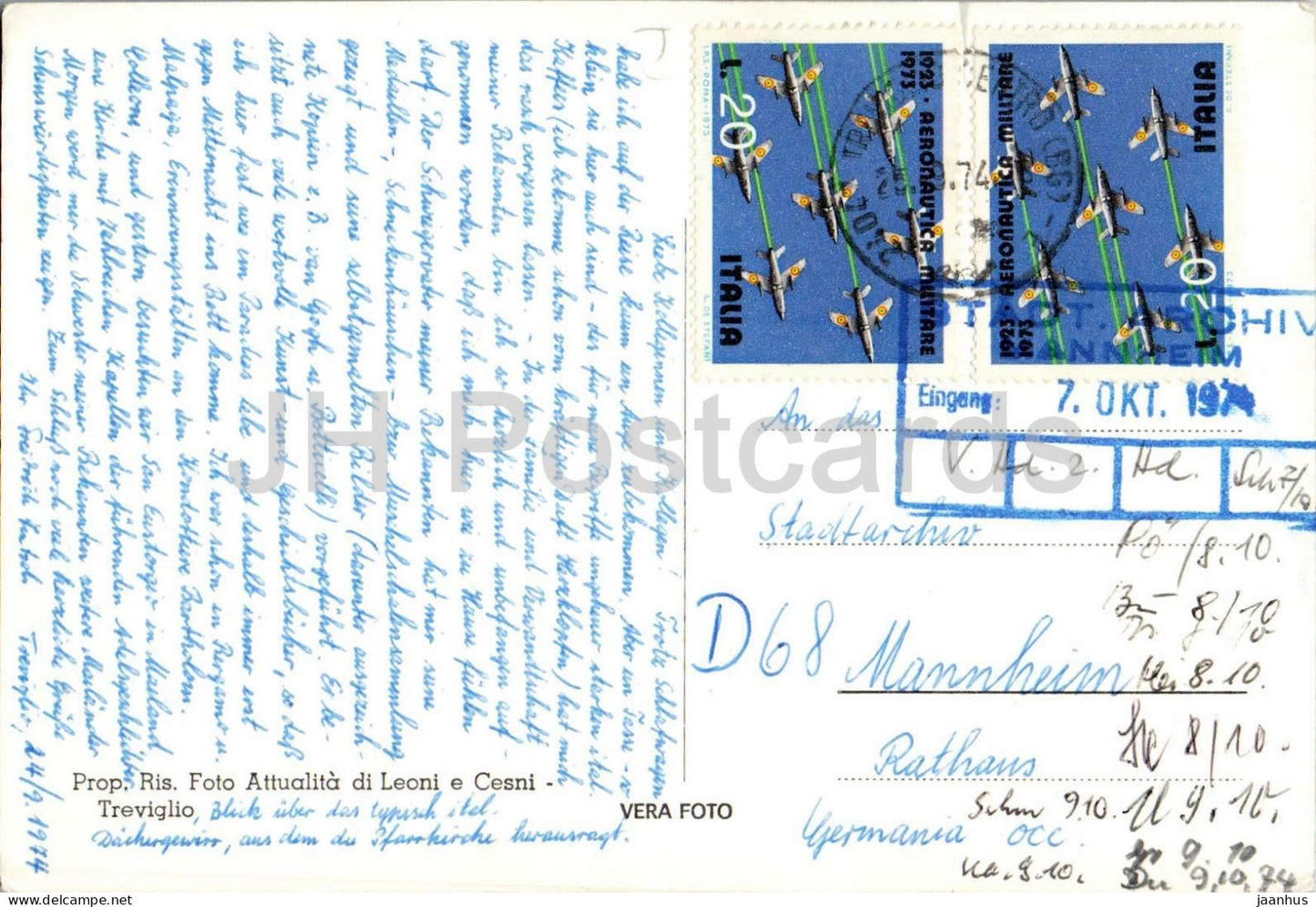 Treviglio - Basilica dell'Assunta - Basilika Mariä Himmelfahrt - Dom - Kirche - Stadtansicht - 1974 - Italien - gebraucht