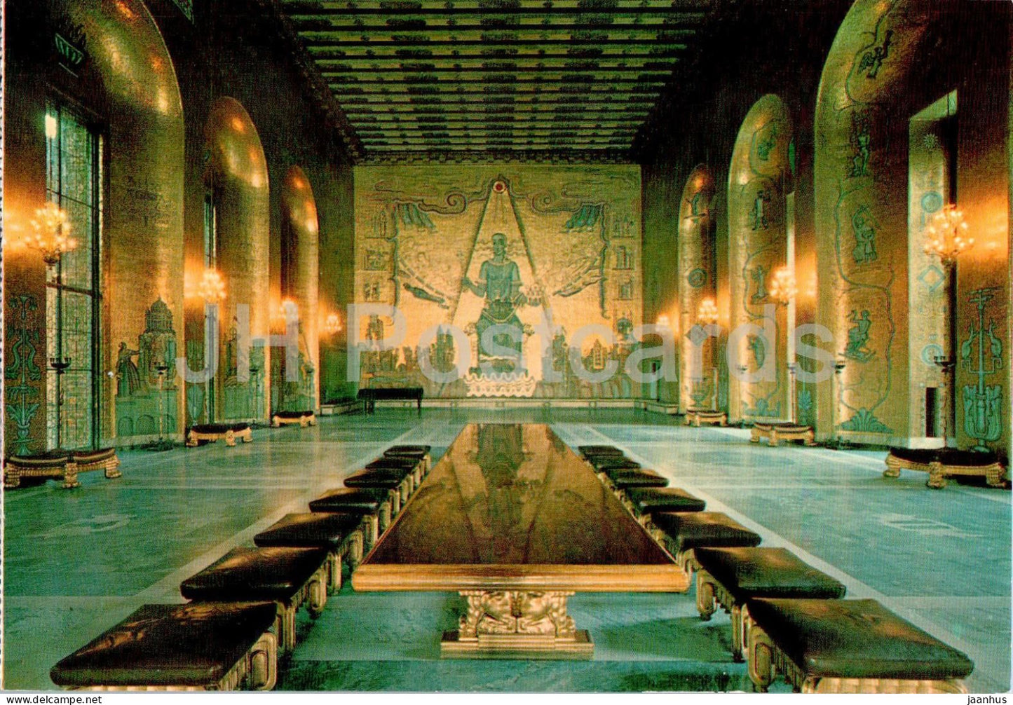 Stockholm - Stadshuset - Malardrottningen - Gyllene Salen - The Giant Malar Queen - Golden Hall - 116 - Sweden - unused - JH Postcards