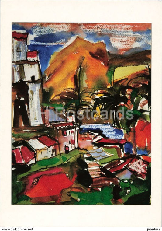 watercolor by Helga Hopfe - La Gomera - San Sebastian - German art - 1997 - Germany - unused - JH Postcards