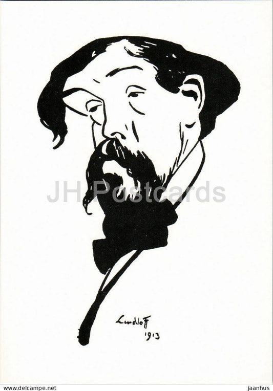 drawing by Hans Lindloff - Claude Debussy - Zeichnung - portrait - German art - Germany - unused - JH Postcards