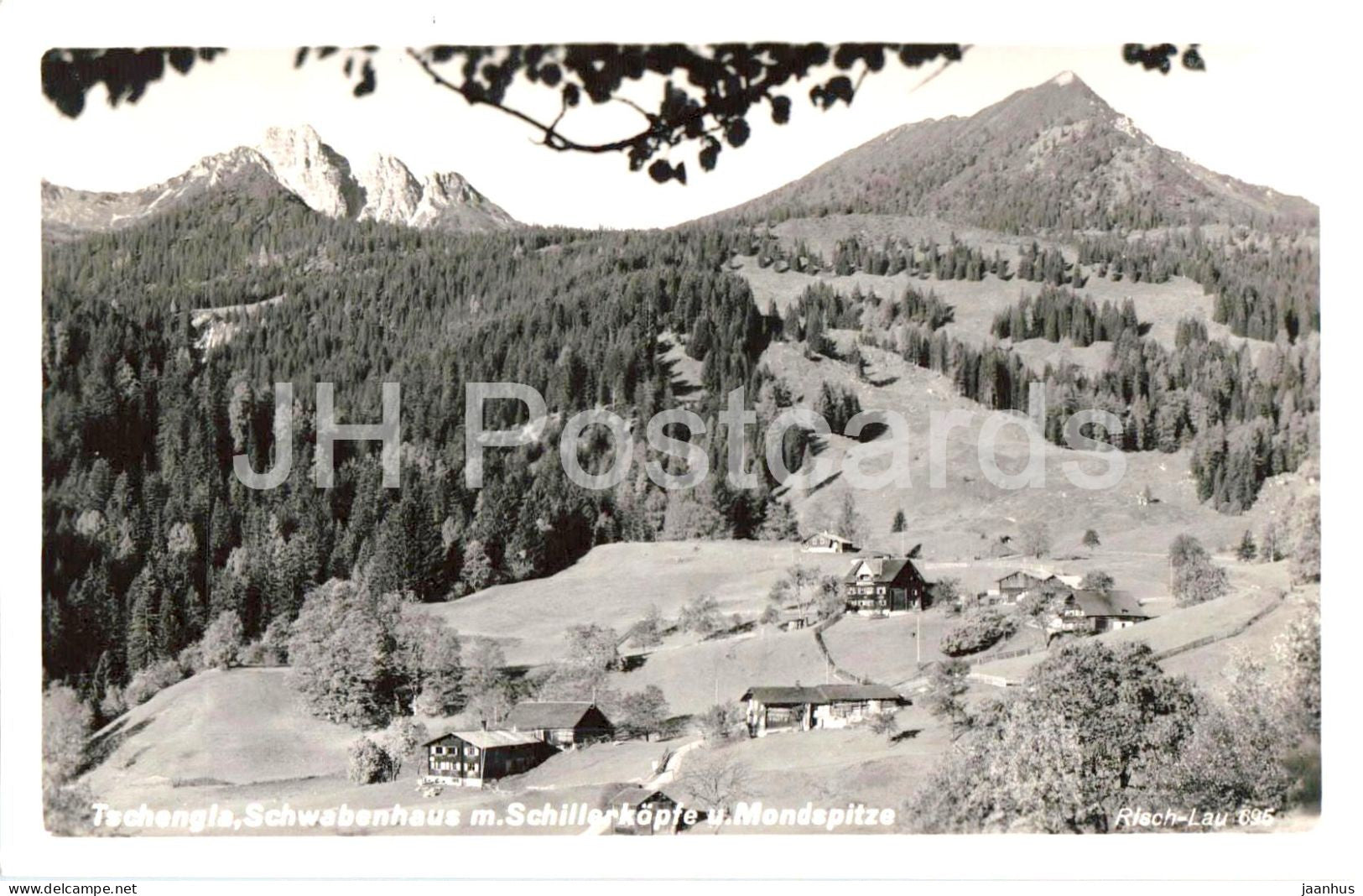 Tschengla - Schwabenhaus mit Schillerkopfe u. Mondspitze - mountains village 695 - old postcard - 1956 - Austria - used - JH Postcards