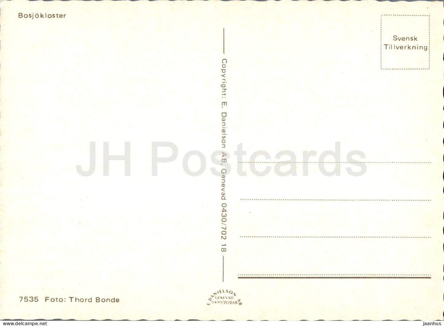 Bosjokloster - 7535 - Sweden - unused