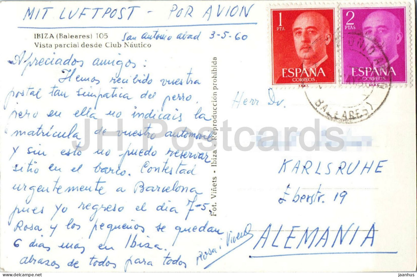 Ibiza - Vista parcial desde Club Nautico - Vue partielle depuis le Yacht Club - bateau - 105 - 1960 - Espagne - usagé
