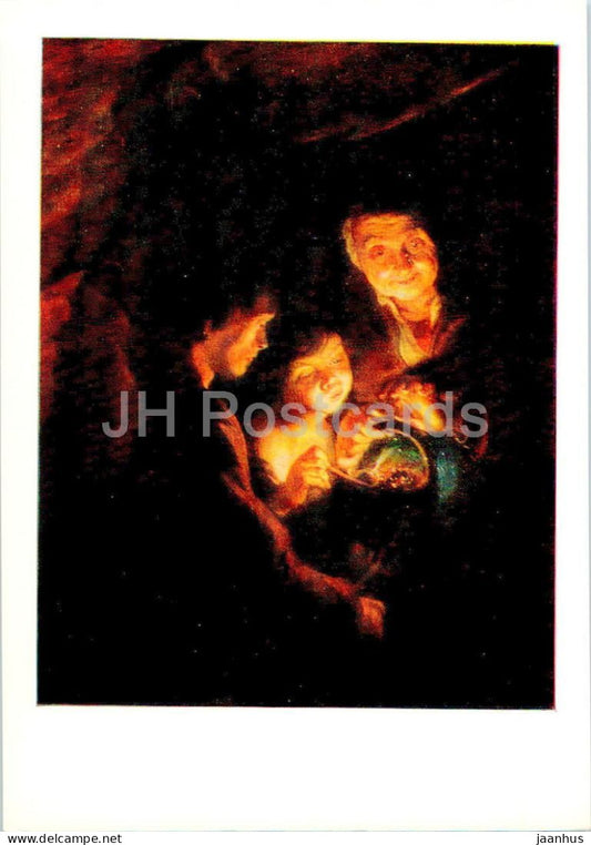 painting by Peter Paul Rubens - Old Woman with a Brazier - Flemish art - 1985 - Russia USSR - unused - JH Postcards