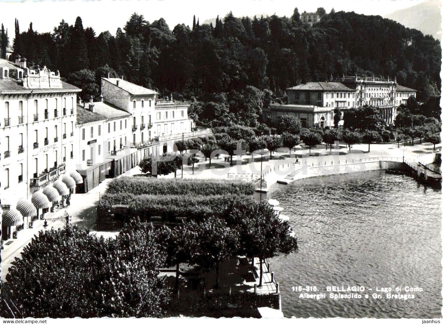 Bellagio - Lago di Como - Alberghi Splendido e Gr. Bretagne - town - hotels - 115-316 - old postcard - Italy - unused - JH Postcards