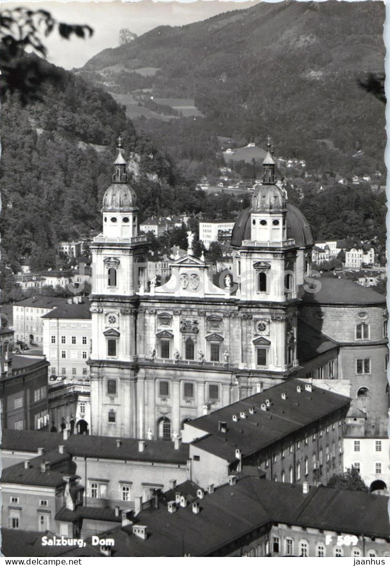 Salzburg - Dom - Cathedral - cathedral - baroque architecture - city view - old postcard - 1958 - Austria - used - JH Postcards