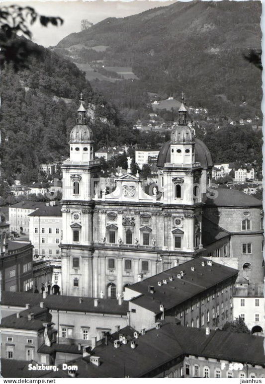 Salzburg - Dom - Cathedral - cathedral - baroque architecture - city view - old postcard - 1958 - Austria - used - JH Postcards