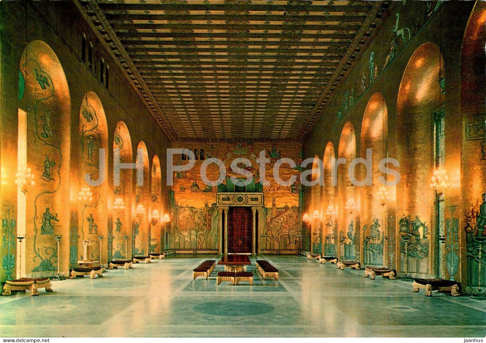 Stockholm - Stadshuset - Gyllene Salen med mosaiker av Einar Forseth - Banquet Room - 117 - Sweden - unused - JH Postcards