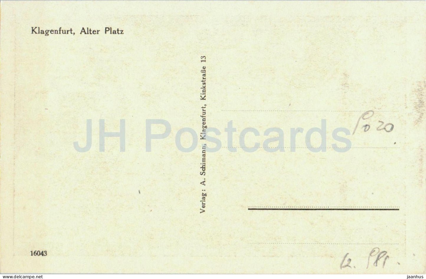 Klagenfurt - Alter Platz - Scène de marché - A. Schimann - carte postale ancienne - Autriche - inutilisée 