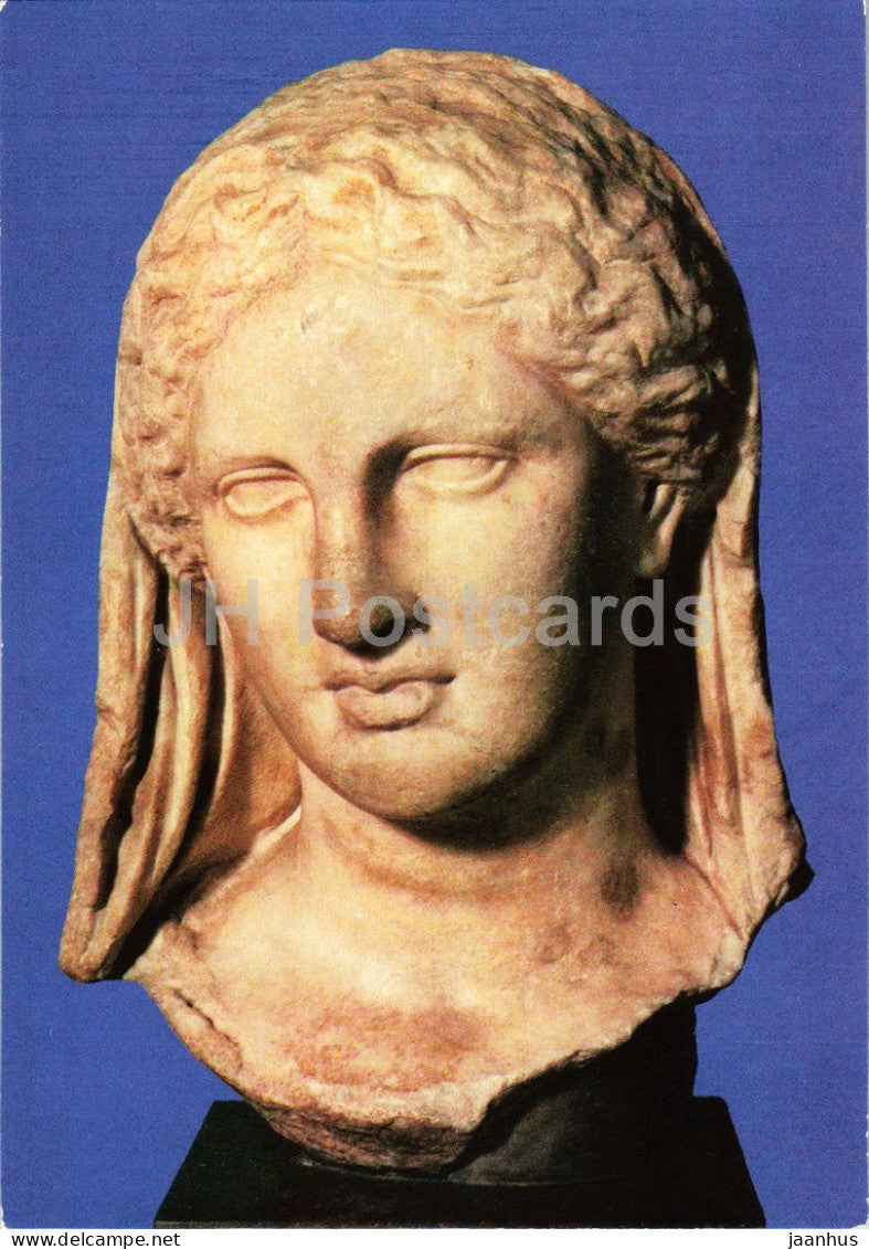 ancient Greek sculpture - Female Head from a Grave Relief from Eretria - ancient world - 1984 - Germany DDR - unused - JH Postcards