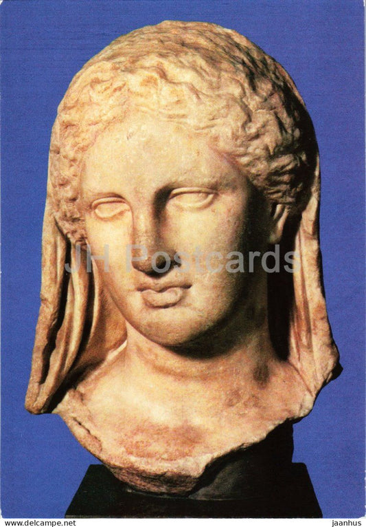 ancient Greek sculpture - Female Head from a Grave Relief from Eretria - ancient world - 1984 - Germany DDR - unused - JH Postcards
