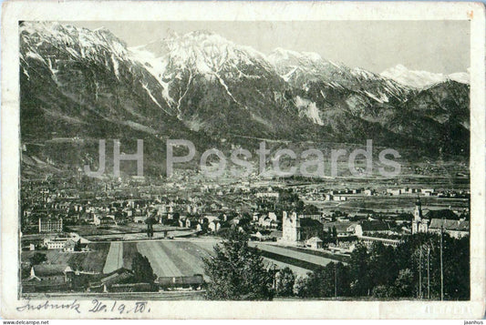Innsbruck von der Brennerstrasse - panorama - town view - No. 261 - old postcard - 1910 - Austria - used - JH Postcards