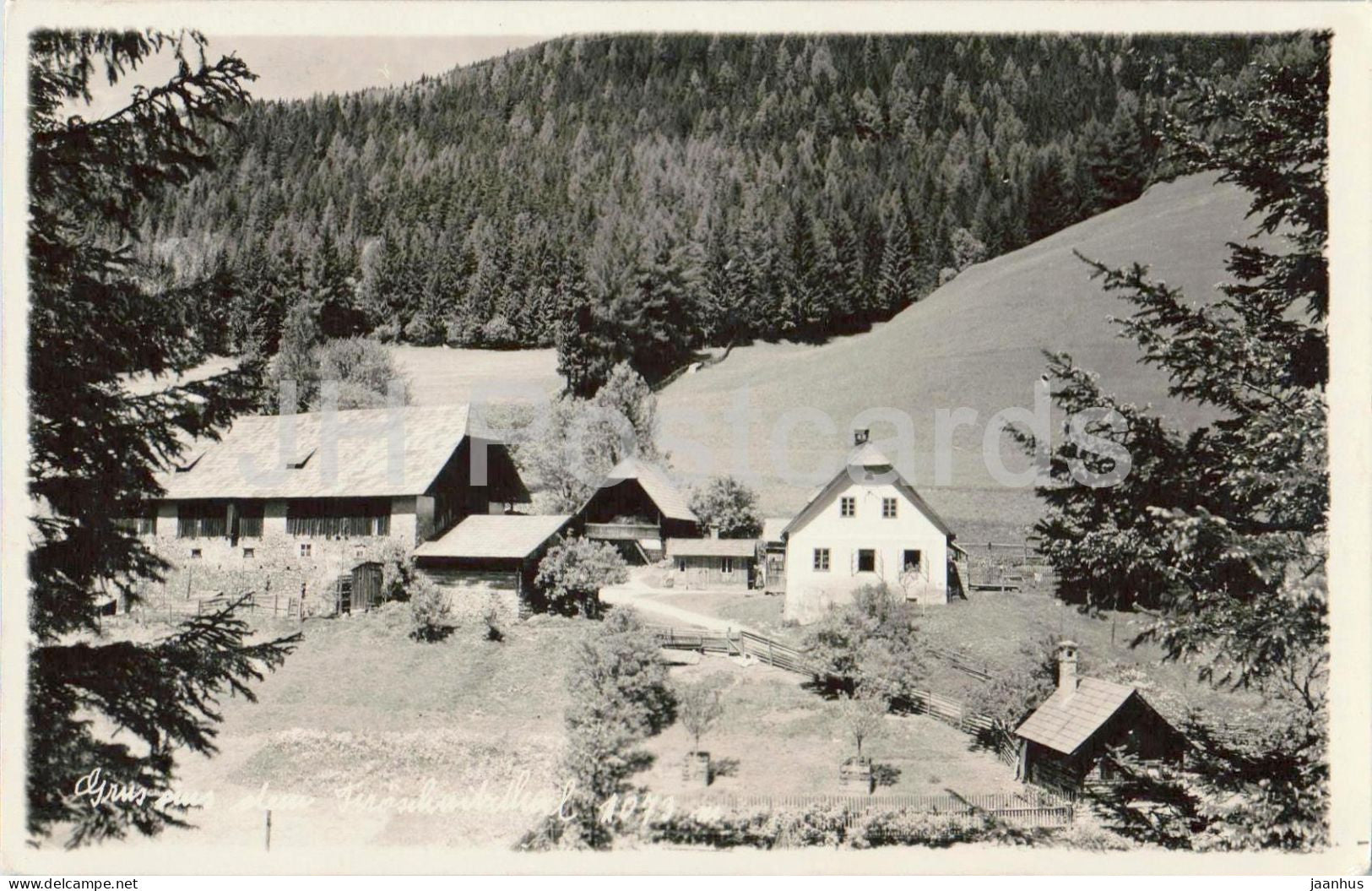 Gruss aus dem Froschnitztal 1073 m - mountain farm - Alps - 12228 - old postcard - 1939 - Austria - used - JH Postcards