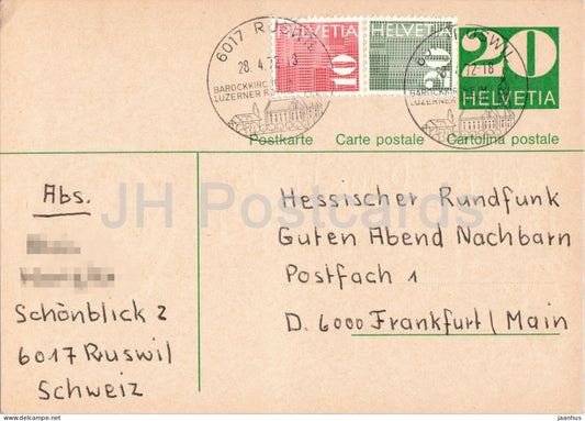 Guten Abend Nachbarn - Hessischer Rundfunk - postal stationery - 62 - 1972 - Switzerland - used - JH Postcards