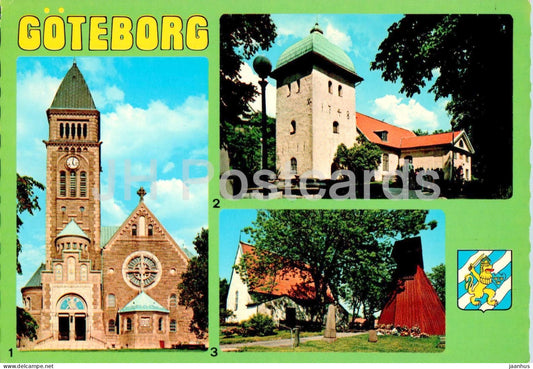 Goteborg - Vasa Kyrka - Orgryte gamla Kyrka - Lundby Gamla Kyrka - church - multiview - 3/94 - Sweden - unused - JH Postcards