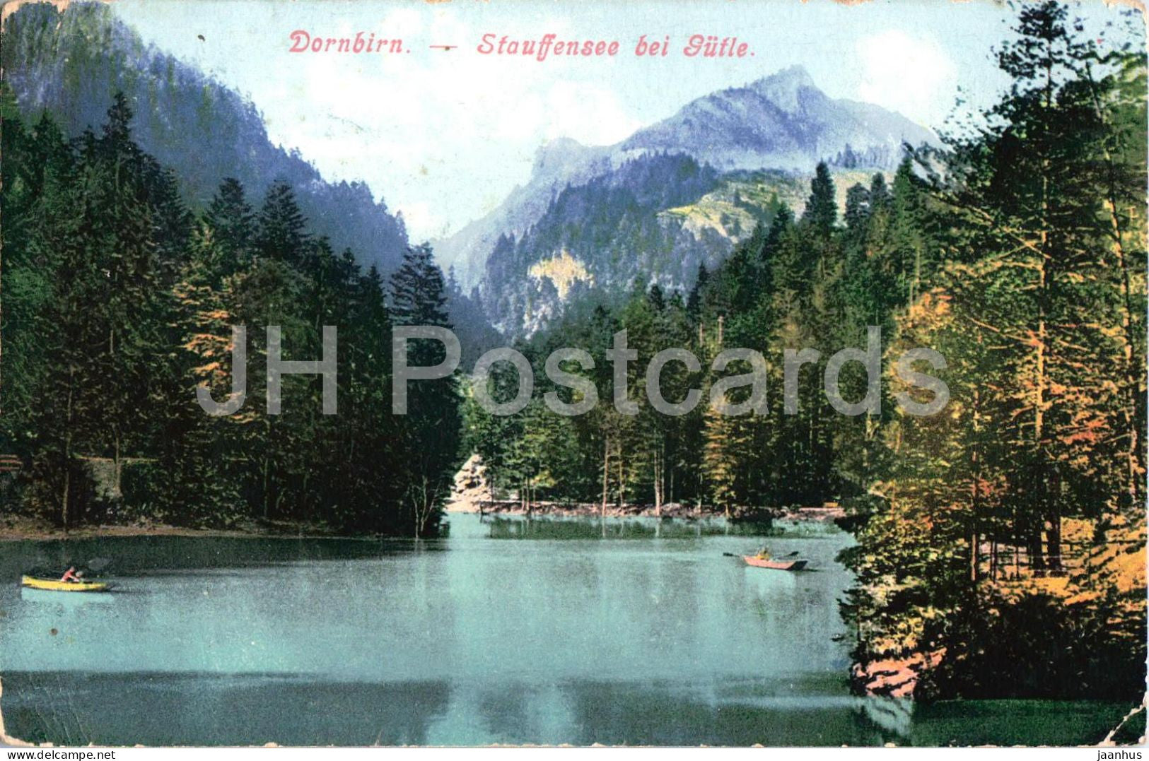 Dornbirn - Stauffensee bei Gutle - lake - boats - 5697 - old postcard - 1907 - Austria - used - JH Postcards