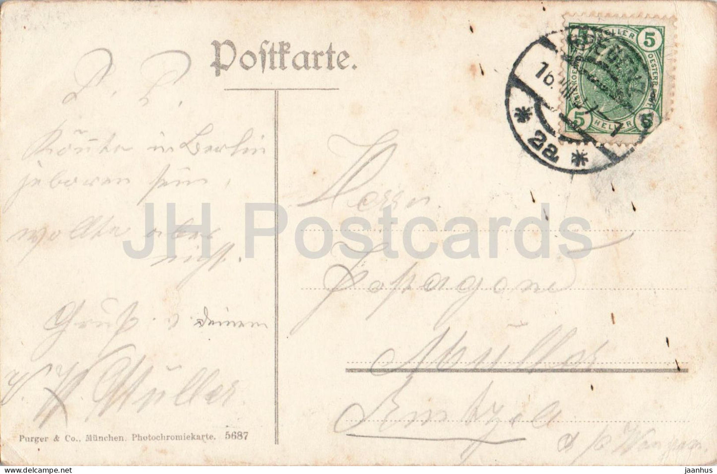 Dornbirn - Stauffensee bei Gutle - lake - boats - 5697 - old postcard - 1907 - Austria - used
