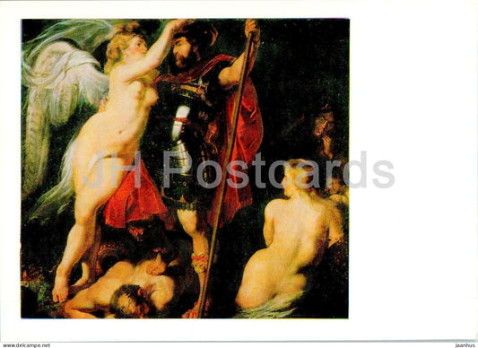 painting by Peter Paul Rubens - Glory crowning a hero - naked woman - nude - Flemish art - 1985 - Russia USSR - unused - JH Postcards