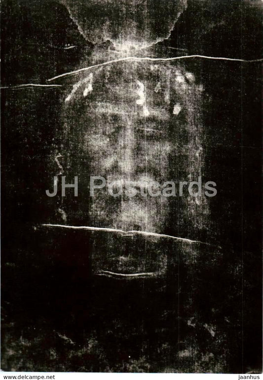 Il Santo Volto - particolare del negativo fot. della S. Sindone - The Holy Shroud - Jesus Christ - 1976 - Italy - used - JH Postcards