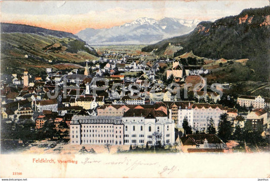 Feldkirch - Vorarlberg - city view - mountains - panorama - No. 11790 - old postcard - 1904 - Austria - used - JH Postcards