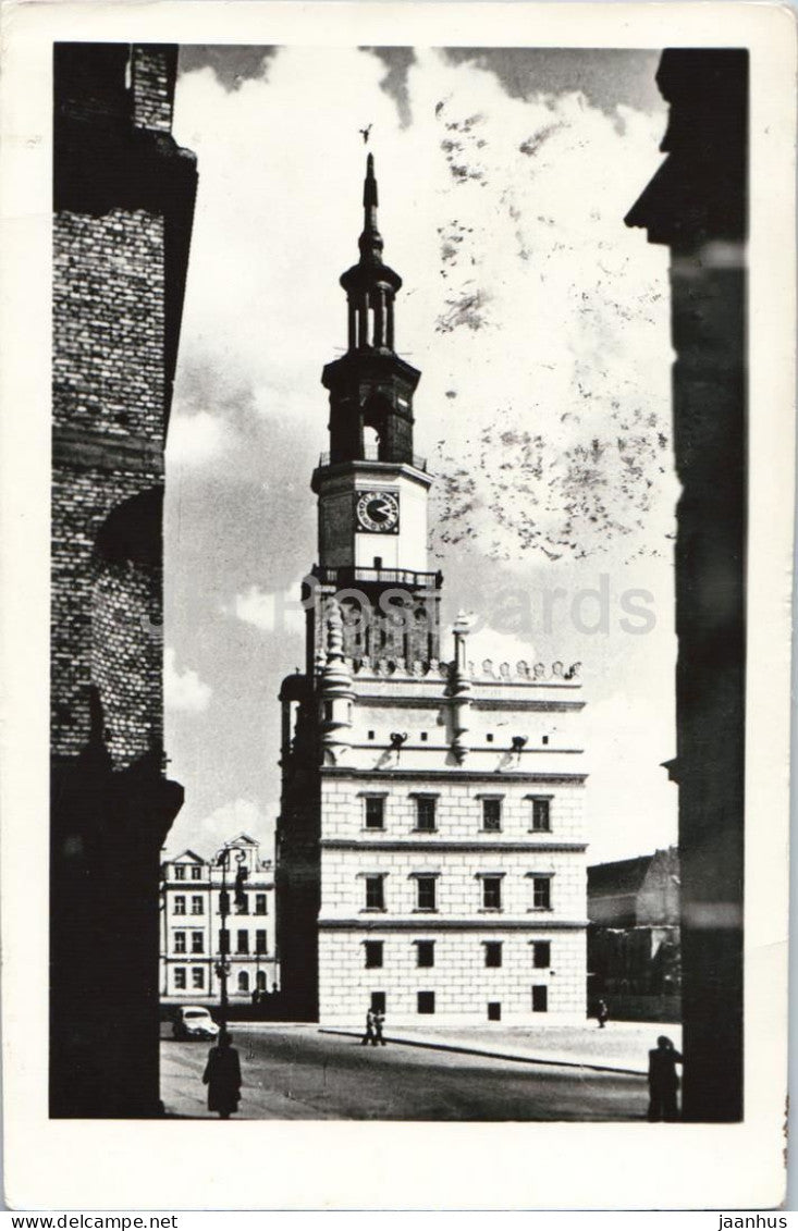 Poznan - Old Market Square - Renaissance Town Hall – Ratusz - old postcard - 1955 - Poland - used - JH Postcards