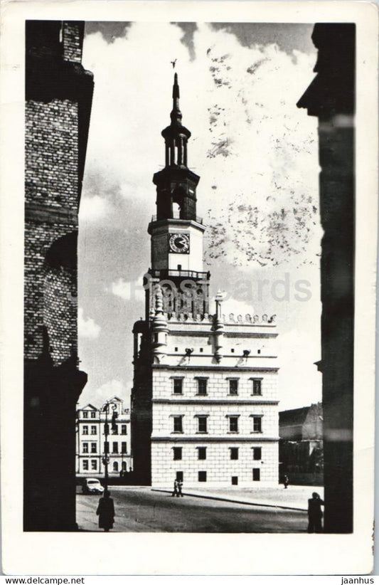 Poznan - Old Market Square - Renaissance Town Hall – Ratusz - old postcard - 1955 - Poland - used - JH Postcards