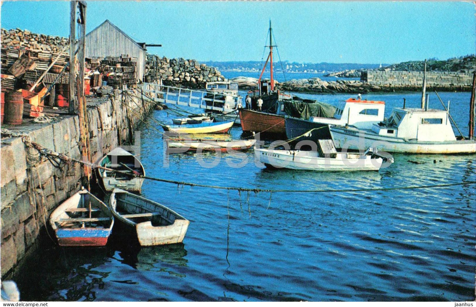 Cape Ann Massachusetts - Pigeon Cove Harbor Rockport - fishing boat - 1979 - USA - used - JH Postcards