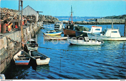 Cape Ann Massachusetts - Pigeon Cove Harbor Rockport - fishing boat - 1979 - USA - used - JH Postcards
