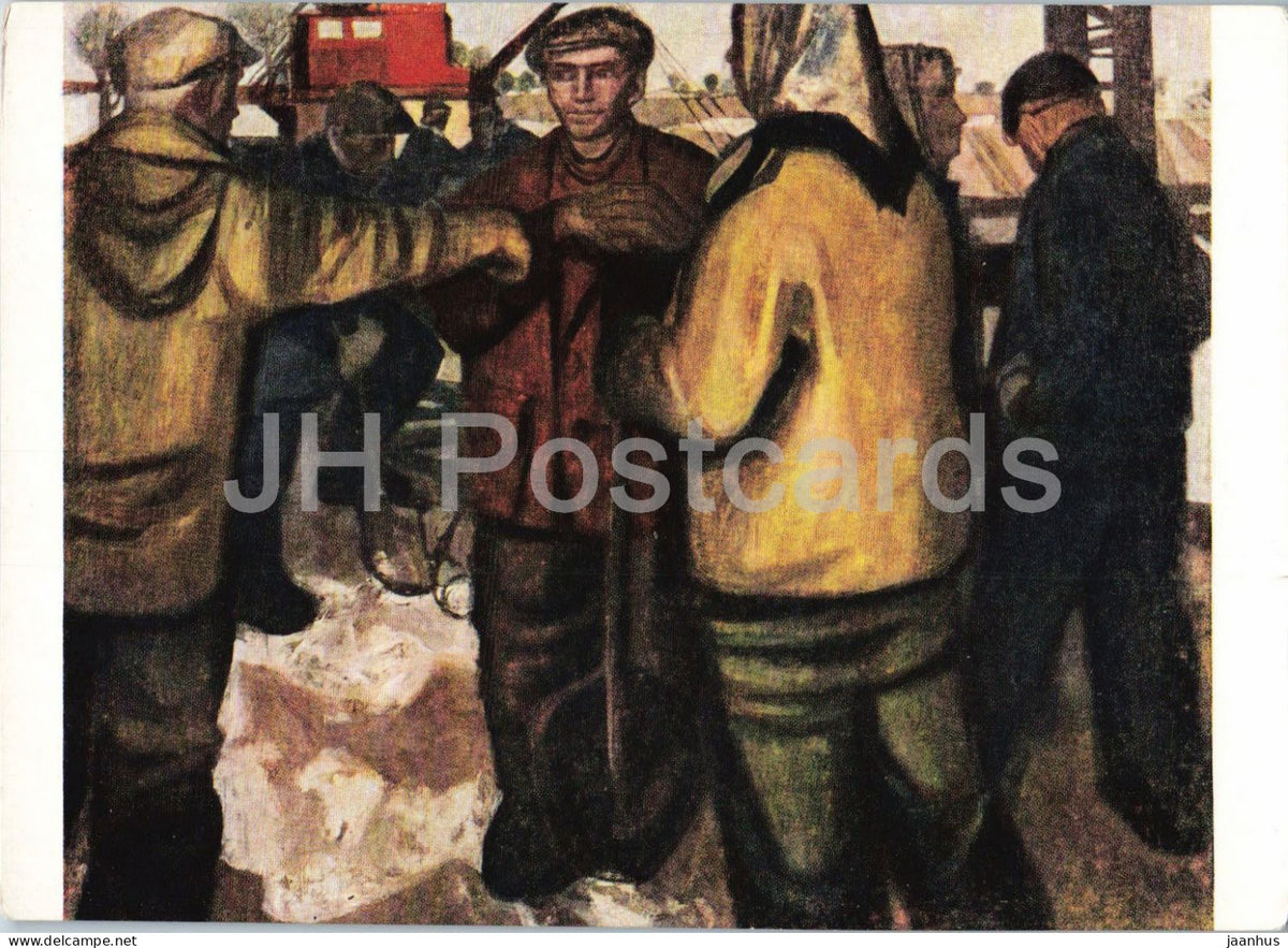 painting by G. Brendel - Open-Cast Brown Coal Mine - Russian art - 1959 - Russia USSR - unused - JH Postcards