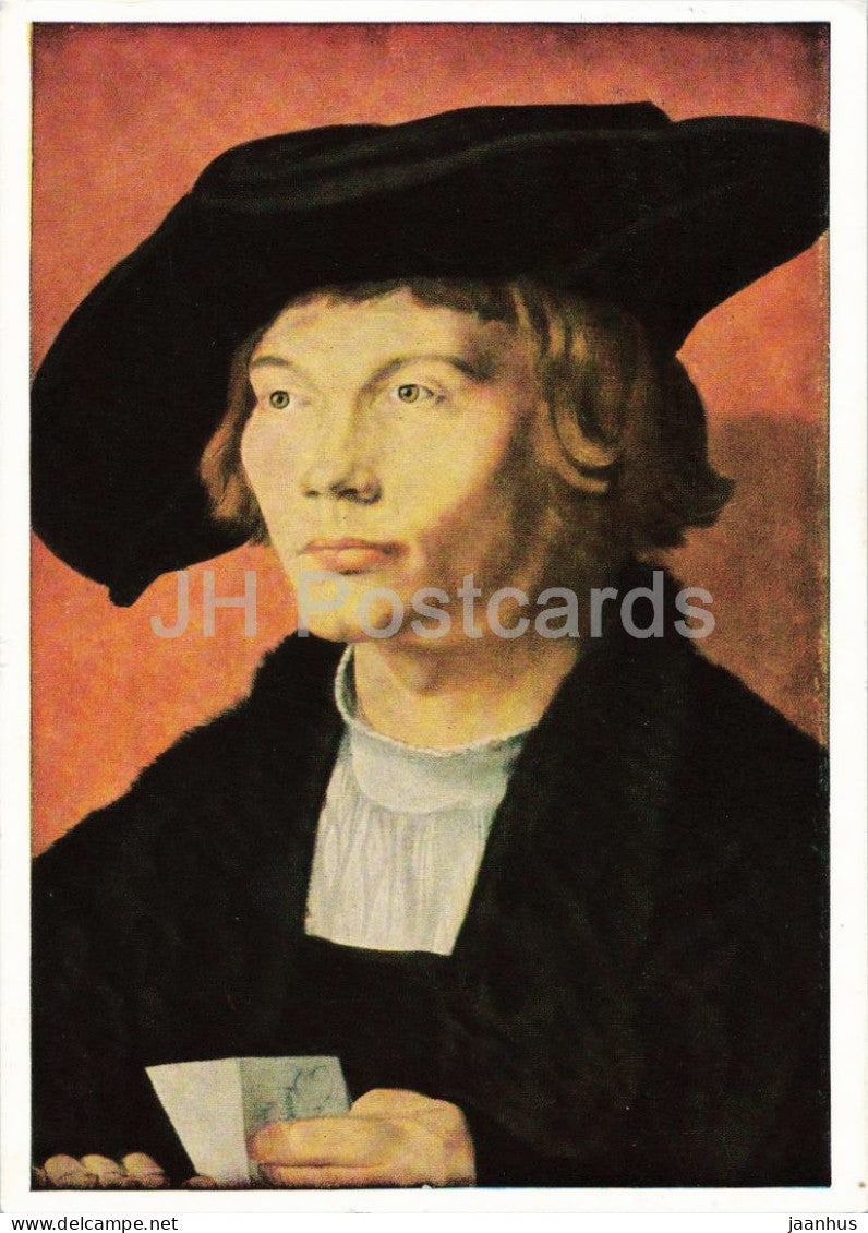 painting by Albrecht Durer - Portrait of Bernhard von Reesen - German art - 1983 - Germany DDR - used - JH Postcards
