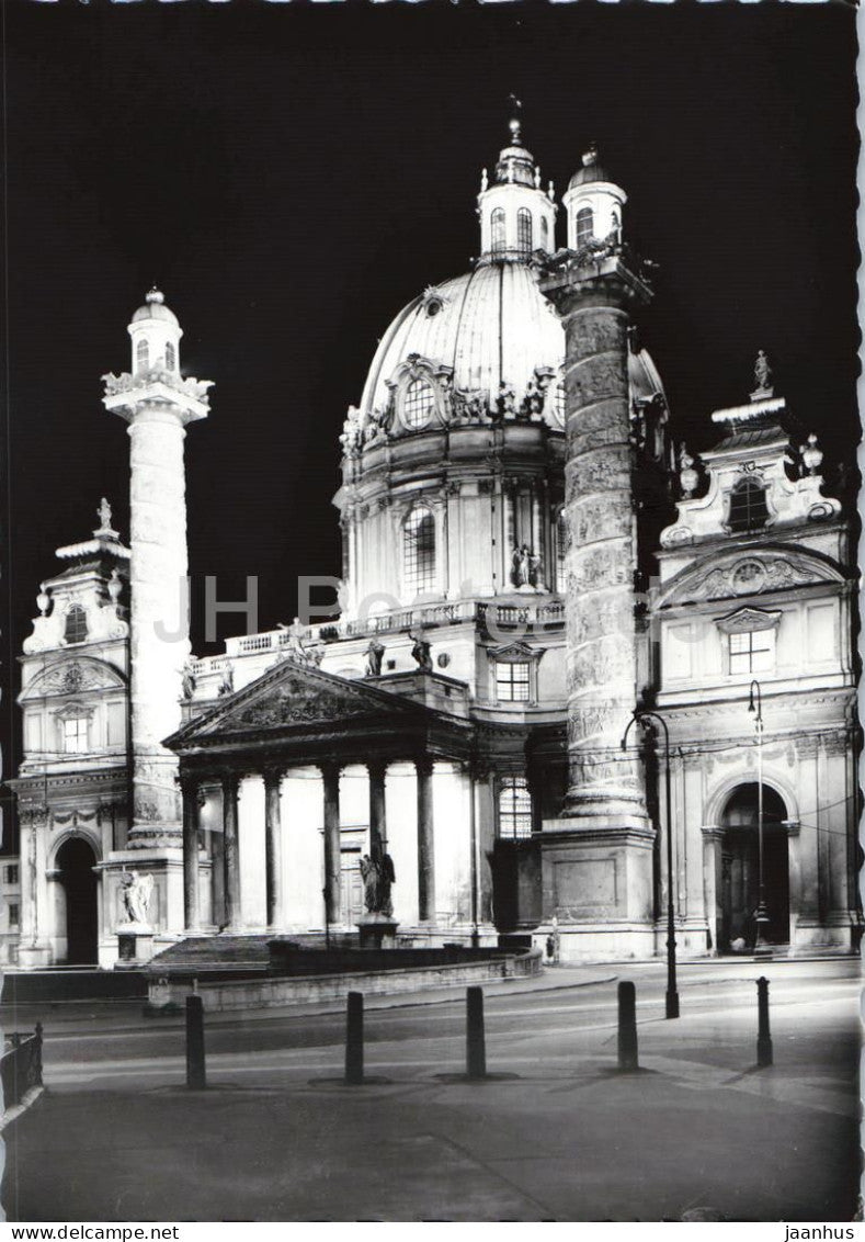 Wien - Vienna - Karlskirche - church - night view - 45701 - old postcard - Austria - unused - JH Postcards