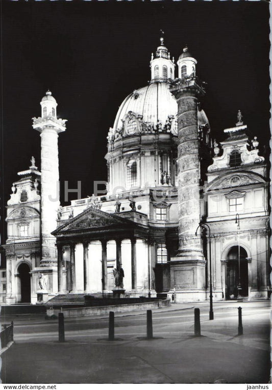 Wien - Vienna - Karlskirche - church - night view - 45701 - old postcard - Austria - unused - JH Postcards