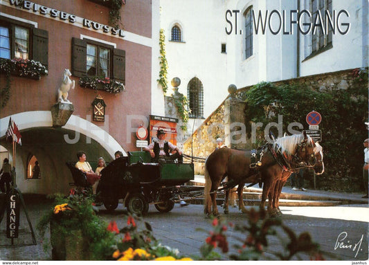 St. Wolfgang - Marktplatz - Rosslbogen - horse carriage - street - 132 - Austria - used - JH Postcards
