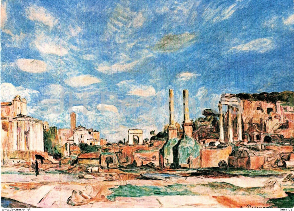 painting by Hans Purrmann - Forum Romanum - Ancient Rome - ancient world - German art - 1976 - Germany - unused - JH Postcards