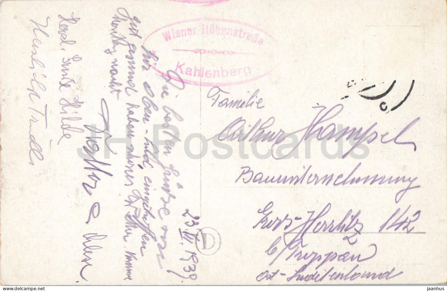 Wien - Vienne - Hohenstrasse und Kahlenberg - transport - bus - carte postale ancienne - 1938 - Autriche - utilisé 