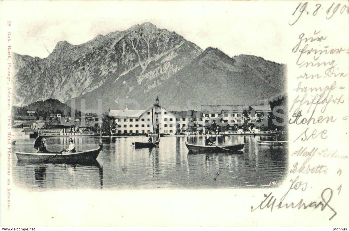 Pertisau - Hotel Furstenhaus am Achensee - boat - 5161 - old postcard - 1900 - Austria - used - JH Postcards