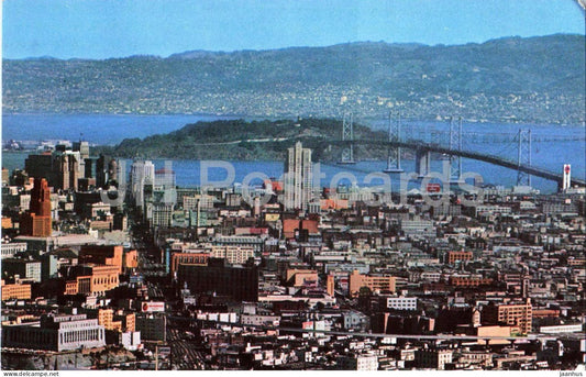 San Francisco - skyline San Francisco - Oakland Bay - Bridge East Bay - 16239 - 1964 - USA - used - JH Postcards