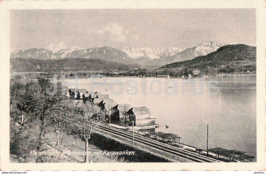 Klagenfurt - Worthersee mit Karawanken - railway and boat houses by the lake - old postcard - 1944 - Austria - used - JH Postcards