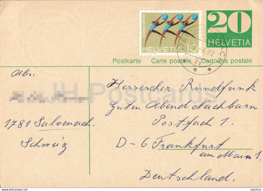 Guten Abend Nachbarn - Hessischer Rundfunk - postal stationery - 68 - 1972 - Switzerland - used - JH Postcards