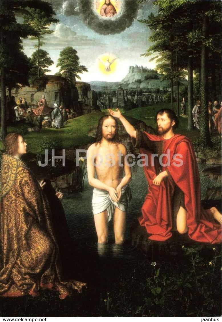 painting by Gerard David - Baptism of Christ - Die Taufe Christi - Flemish art - Netherlands - unused - JH Postcards