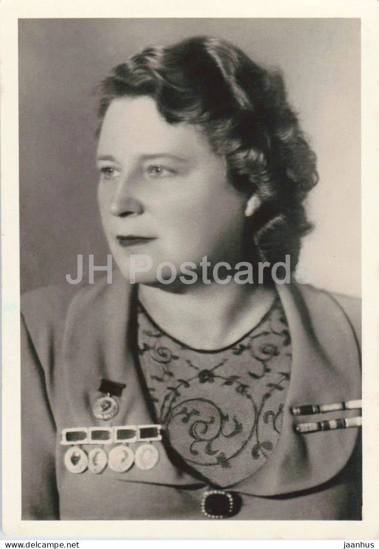 Alla Tarasova - Russian actress portrait medals - cinema - 1954 - Russia - USSR - unused - JH Postcards