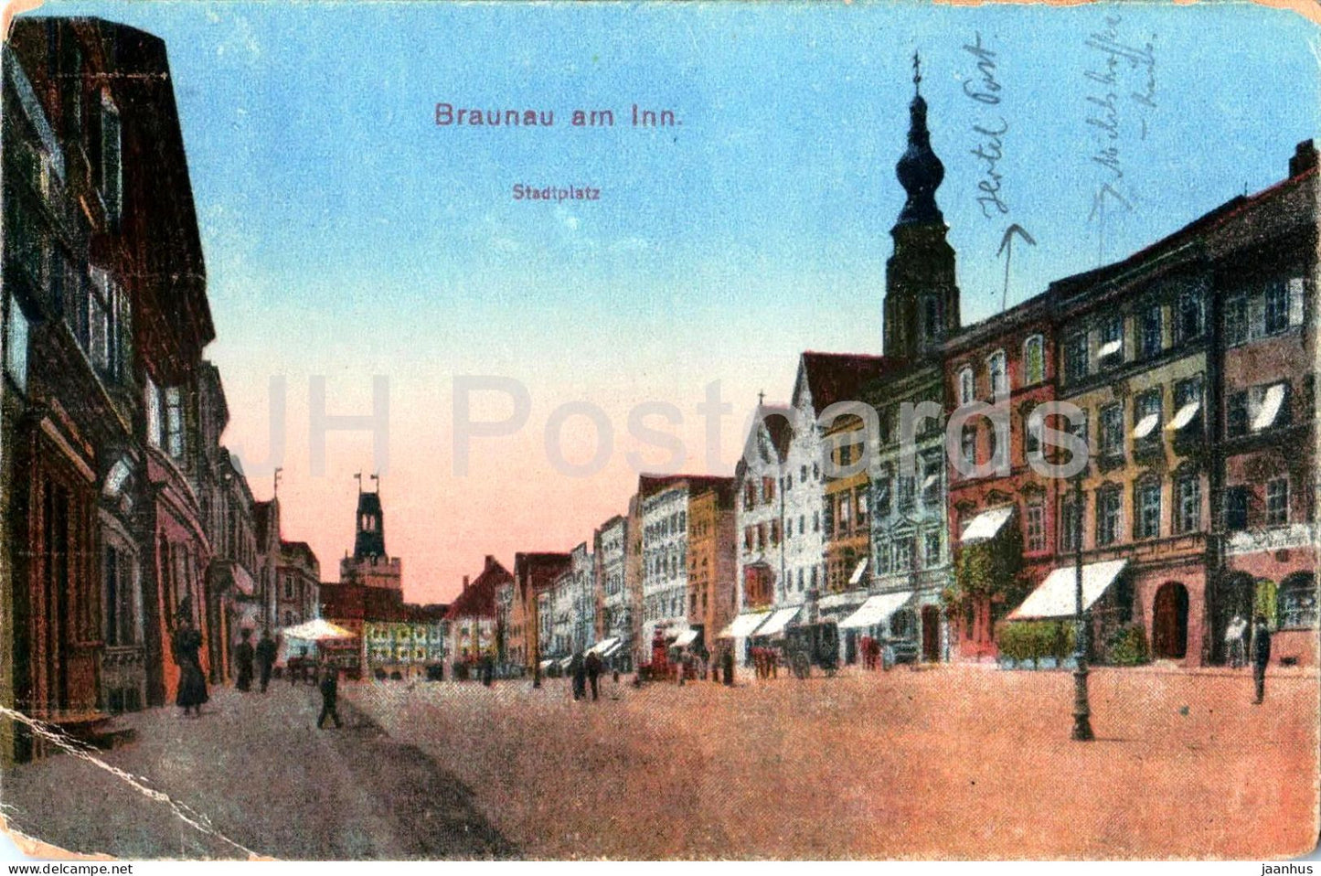 Braunau am Inn - Stadtplatz - Town Square - 12986 - old postcard - 1919 - Austria - used - JH Postcards