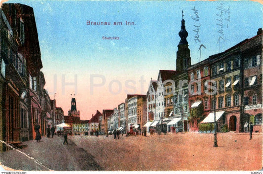 Braunau am Inn - Stadtplatz - Town Square - 12986 - old postcard - 1919 - Austria - used - JH Postcards