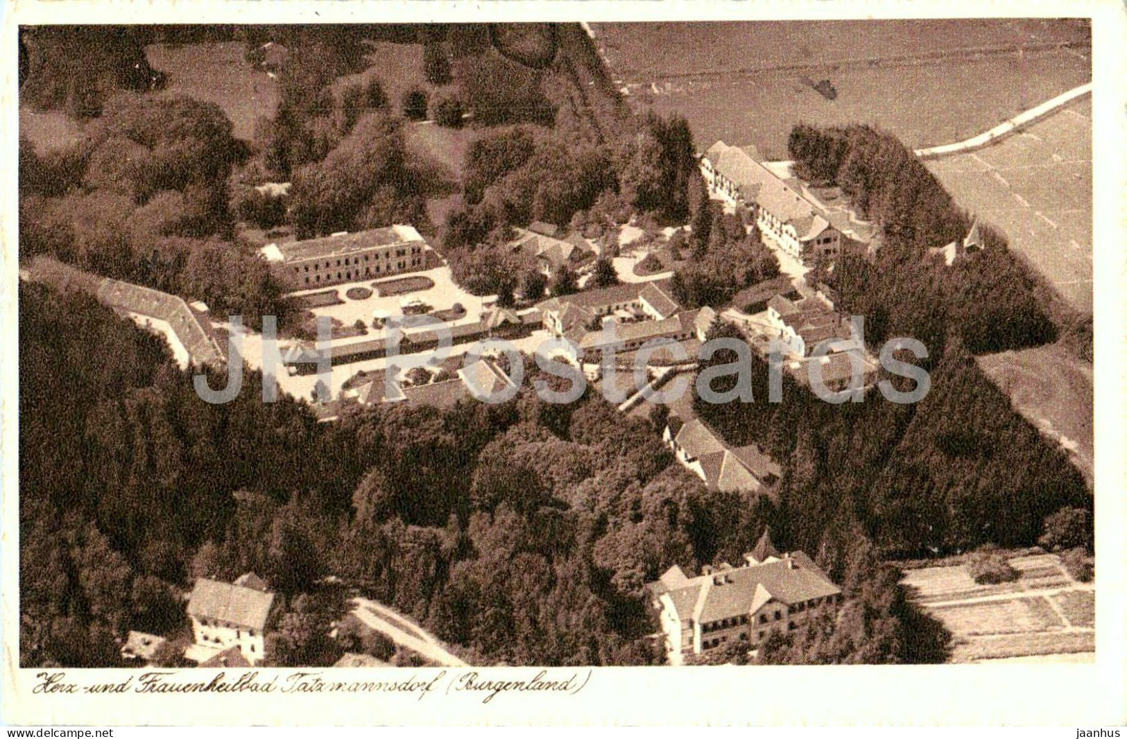 Herz und Frauenheilbad Tatzmannsdorf - Burgenland - aerial view - spa buildings - old postcard - 1941 - Austria - used - JH Postcards