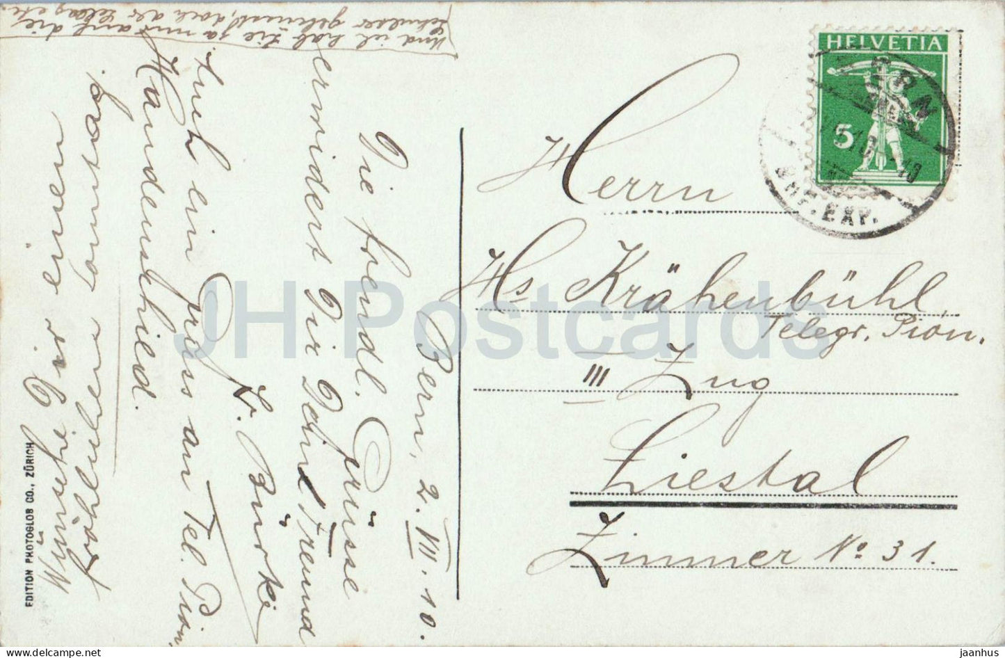 Bern und die Alpen - Berne - pont - cathédrale - montagnes Eiger Mönch Jungfrau - 1910 - Suisse - utilisé 