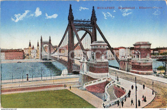 Budapest - Erzsebethid - Elisabeth Bridge - 28 - old postcard - 1915 - Hungary - used - JH Postcards