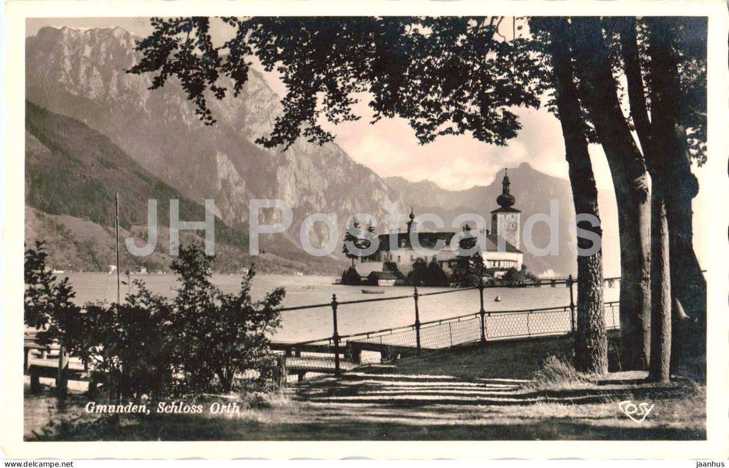 Gmunden - Schloss Orth - Traunstein - castle - lake view with mountains - BS 1316 - old postcard - 1951 - Austria - used - JH Postcards