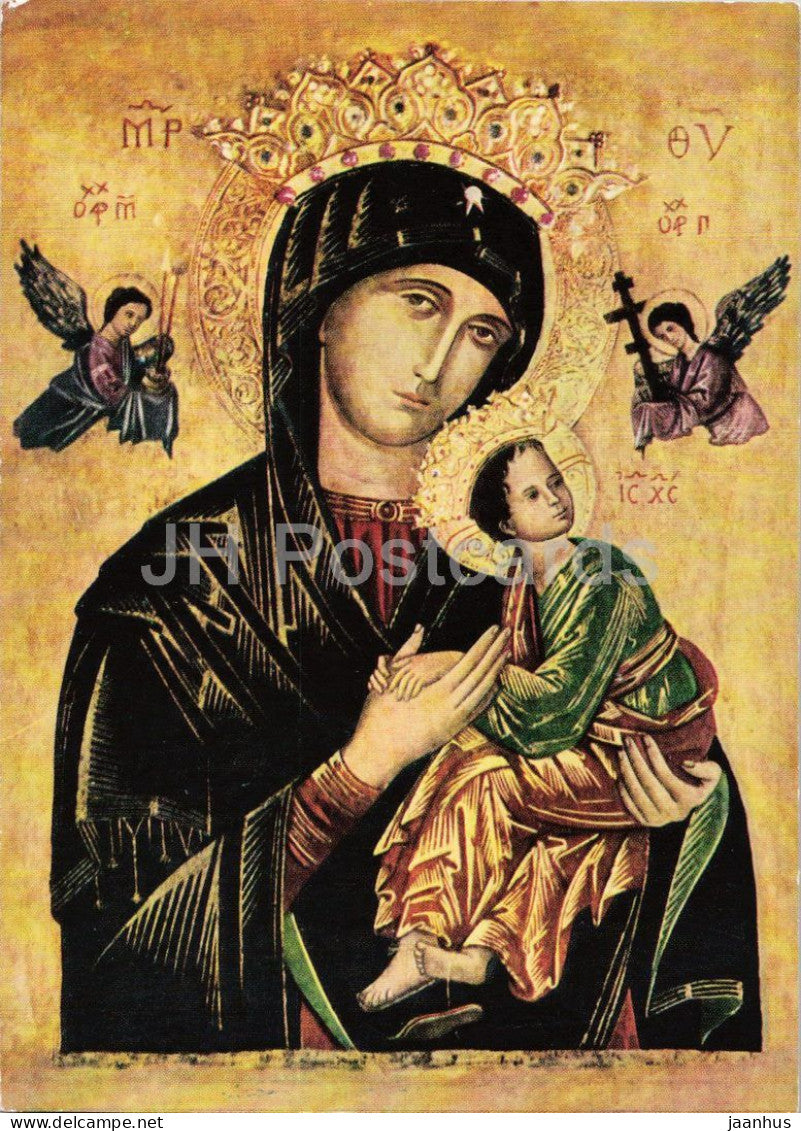 icon painting - Our Lady of Perpetual Help - U. L. Frau von der immerwahrenden Hilfe - Rome - Germany - unused - JH Postcards